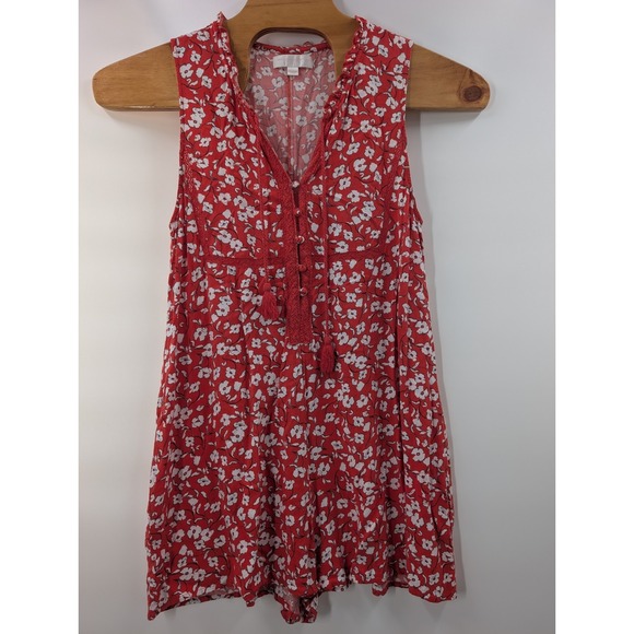 Spiritual Gangster Pants - Spiritual Gangster Women's Large Romper Red Breezy Challis Floral Print